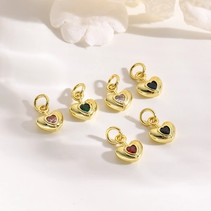 Heart Shape Pendant 18K Gold Plated Copper With Zircon For DIY Jewelry Making Necklaces Bracelets Earrings Accessories