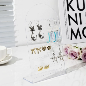 L-shaped transparent acrylic jewelry organizer stand with 126 holes for earrings