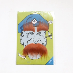 Detail of Wing Commander self-adhesive fake mustache and eyebrows set in ginger brown