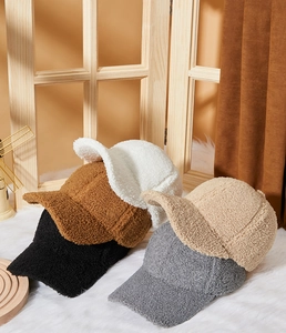 Winter lamb wool baseball caps in black, brown, cream, and grey with warm thick texture