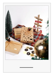 Waterproof kraft paper gift wrap set with pine cones and berries for Christmas packaging
