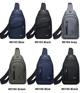 Matrix showing 0103 and 0104 nylon chest bags in navy, black, gray, and green