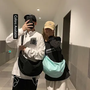 Large Capacity Nylon Shoulder Bag Crescent Moon Dumpling Shape Adjustable Strap Streetwear Casual Crossbody Bag Unisex