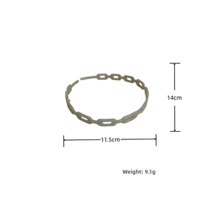 Size diagram of beige chain headband showing width 11.5cm and weight 9.1g