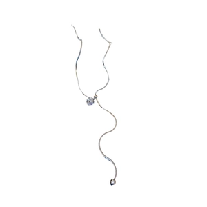Silver plated Y-shaped snake chain necklace with sparkling cubic zirconia pendant