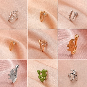U-shaped copper nose clips with zirconia in various vintage butterfly and animal designs
