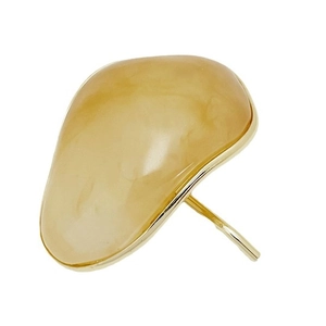Elegant amber resin earrings with gold metal frame shown on a white background