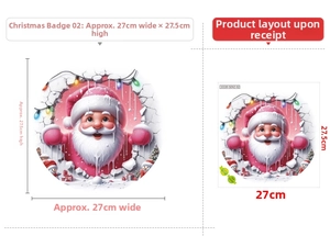 Detailed view of Santa Claus wall sticker with dimensions 27cm x 27.5cm for holiday decor