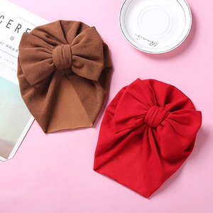 Baby Girls Large Bow Turban Hat Soft Nylon Headwrap Newborn Infant Winter Warm Beanie Toddler Headwear Accessories