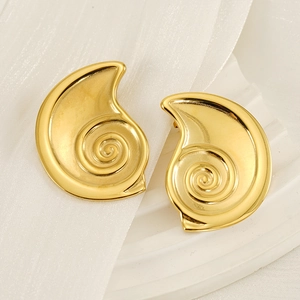 Boucles d'oreilles spirale en acier inoxydable doré avec une finition métal brossé