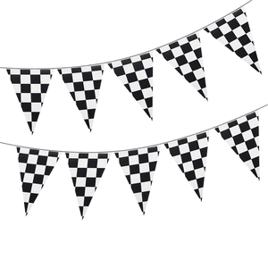 Racing party theme black and white checkered pennant banner decoration flags