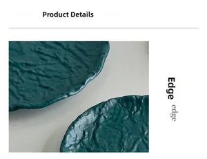 Detailed macro view showing the irregular wavy edge and wrinkled texture of dark green plate