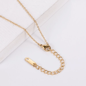 Collier plaqué or 18K avec pendentif double anneau chiffres romains et zircon