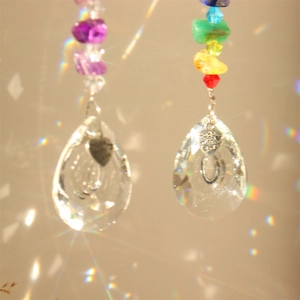 Tree of Life heart crystal suncatcher pendant reflecting colorful rainbow light spots
