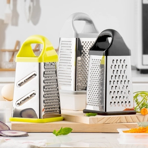 Stainless Steel 4-Sided Box Grater Vegetable Shredder Slicer Manual Kitchen Tool With Ergonomic Handle And Food Container