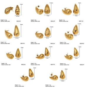 Detailed size and weight specifications for gold stainless steel water drop earrings