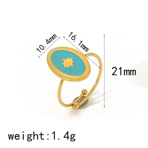 Bohemian gold stainless steel open ring with turquoise star design and dimensions