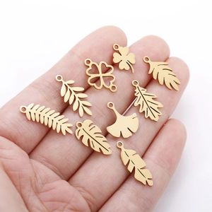 304 Stainless Steel Leaf Charms Pendants Hollow Out Clover Ginkgo Monstera DIY Jewelry Making Earrings Necklace Accessories