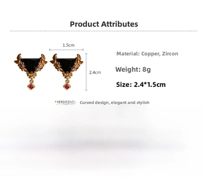 Détails des boucles d'oreilles rétro avec dimensions 2,4x1,5cm et spécifications de poids