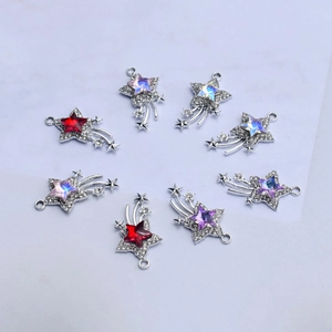 Sparkling rhinestone star pendants with meteor tails for DIY jewelry making in various colors