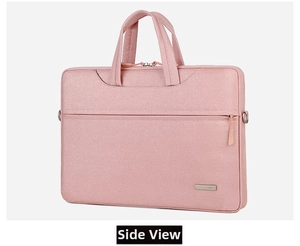 Borsa rosa per laptop con manici rinforzati e dettagli del logo in metallo lucido