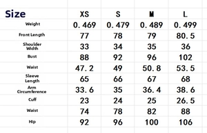 Tableau des tailles détaillé pour robe courte en tweed avec mesures du XS au L