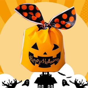 Sacchetti regalo Halloween zucca fantasma con stampa a pois e fiocco decorativo