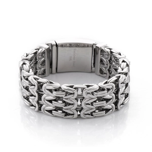 Hip hop style 316L stainless steel V-shaped hollow chain bracelet with safety clasp