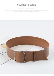 Close-up of brown leather belt with silver pin buckle and multiple adjustment holes