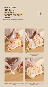 Step-by-step DIY guide for using the 8-grid homemade popsicle mold with beige base