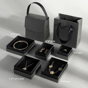 Jewelry Gift Boxes Paper Cardboard With Sponge Insert For Rings Necklaces Bracelets Minimalist Square Storage Packaging Display