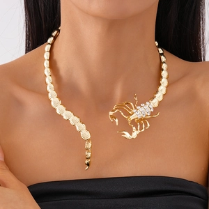 Collier Ras Du Cou Scorpion Multicouche Exagéré Alliage Strass Design Ouvert Géométrique Bijoux De Fête Femmes