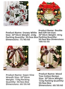 Four 30cm Christmas wreaths with pine cones and berries for festive door decoration
