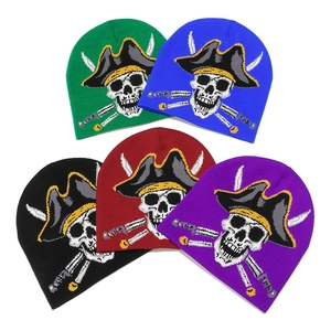 Pirate Skull Jacquard Beanie Hat Acrylic Knitted Warm Winter Outdoor Skullcap Retro Streetwear For Men Women