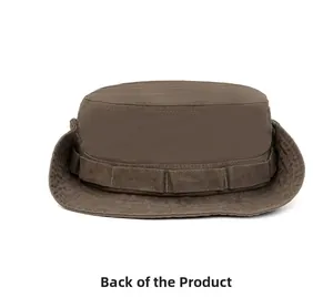 Vue arrière du chapeau de brousse tactique café noir avec sangles Molle