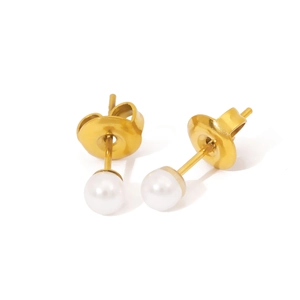 Minimalistische 304 Edelstahl Ohrstecker vergoldet mit eleganten weißen Perlen