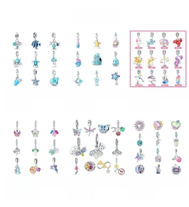Pendentifs lumineux en argent S925 avec motifs marins, papillons et lucioles