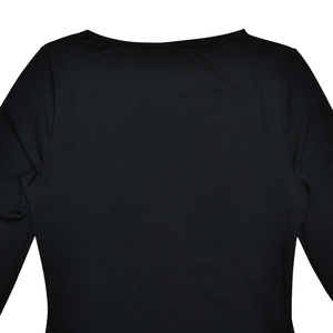 Detail view of the black knit dress back showing high-quality stitching and texture