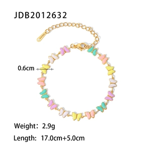 Armband aus 18k vergoldetem Edelstahl mit bunten Emaille-Schmetterlingsanhängern