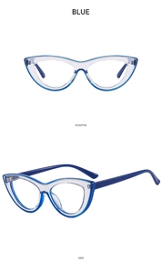 Dettagli degli occhiali anti-luce blu gatto con montatura TR90 in design bicolore