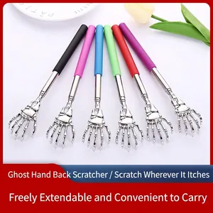 Back Scratcher Extendable Stainless Steel Metal Skeleton Hand Portable Body Massage Tool Novelty Skull Claw Shape