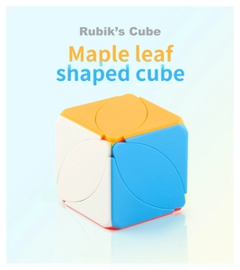 Detailed close-up of white maple leaf shaped puzzle cube with smooth rounded corners