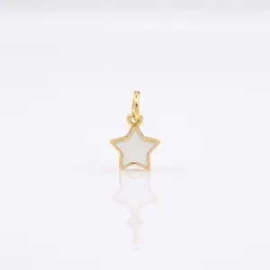 Minimalist gold-plated star pendant with white enamel inlay for DIY jewelry crafting