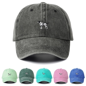 Washed Cotton Baseball Cap Dog Embroidery Sun Protection Outdoor Casual Fashion Sun Hat For Men Women