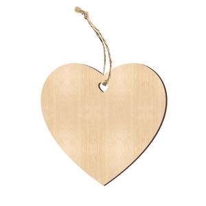 Heart-shaped wooden gift tags with natural grain and jute twine for rustic holiday decor