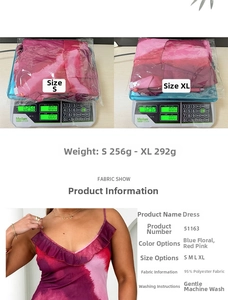 Detail view of pink floral bodycon maxi dress specifications and fabric texture details