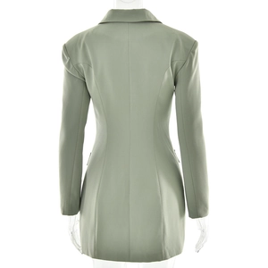 Abito blazer sfiancato verde militare da donna con maniche lunghe e dettaglio posteriore