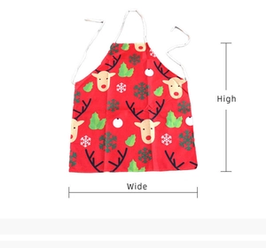 Detailed dimension guide for Christmas reindeer apron showing height and width measurements