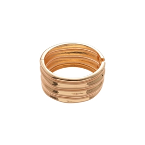 Irregular multi-layer wide golden cuff bracelet with high-polish metallic finish