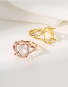 Detailed macro view of S925 silver four-prong ring settings in rose gold and gold finish